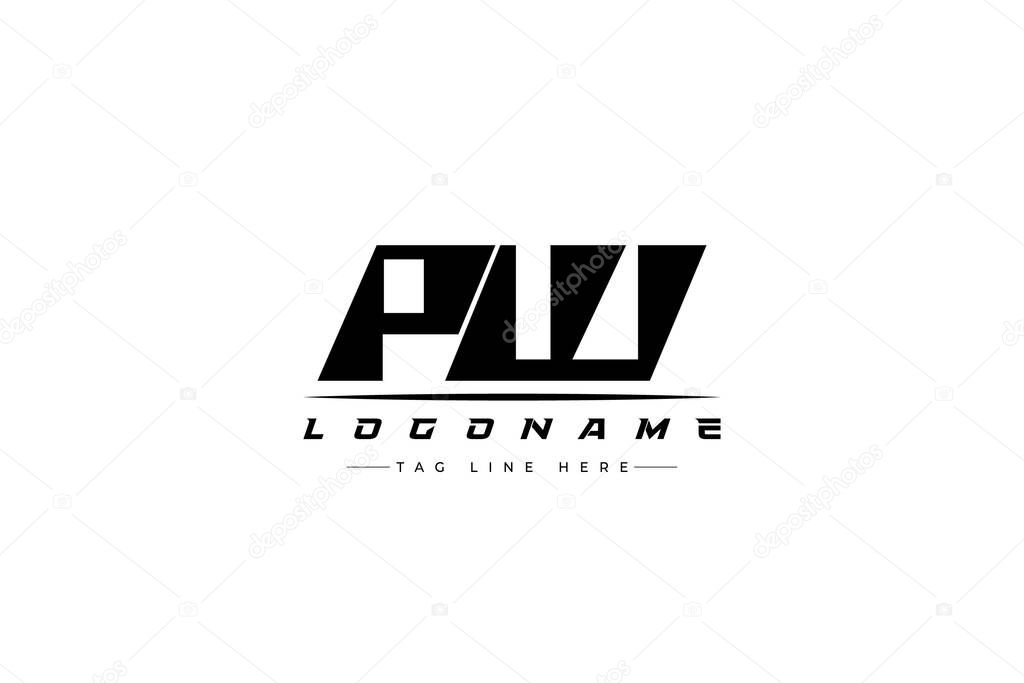 PW racer logo. Racing logo design for racing, driving and car or motorsport. Modern Minimalist Logo Design with Clean and Bold Typography Style