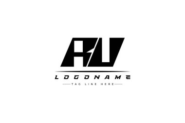 RU yarış logosu. Yarış, araba ve motor sporları için yarış logosu tasarımı. Temiz ve Cesur Tipografi Biçimli Modern Minimalist Logo Tasarımı
