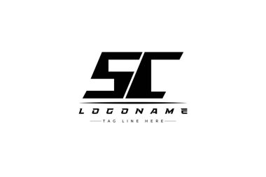 SC yarışçı logosu. Yarış, araba ve motor sporları için yarış logosu tasarımı. Temiz ve Cesur Tipografi Biçimli Modern Minimalist Logo Tasarımı
