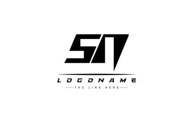 SN yarışçı logosu. Yarış, araba ve motor sporları için yarış logosu tasarımı. Temiz ve Cesur Tipografi Biçimli Modern Minimalist Logo Tasarımı