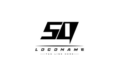 SQ yarışçı logosu. Yarış, araba ve motor sporları için yarış logosu tasarımı. Temiz ve Cesur Tipografi Biçimli Modern Minimalist Logo Tasarımı