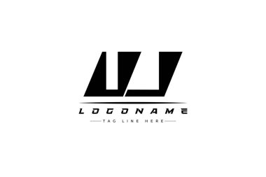 UJ yarış logosu. Yarış, araba ve motor sporları için yarış logosu tasarımı. Temiz ve Cesur Tipografi Biçimli Modern Minimalist Logo Tasarımı