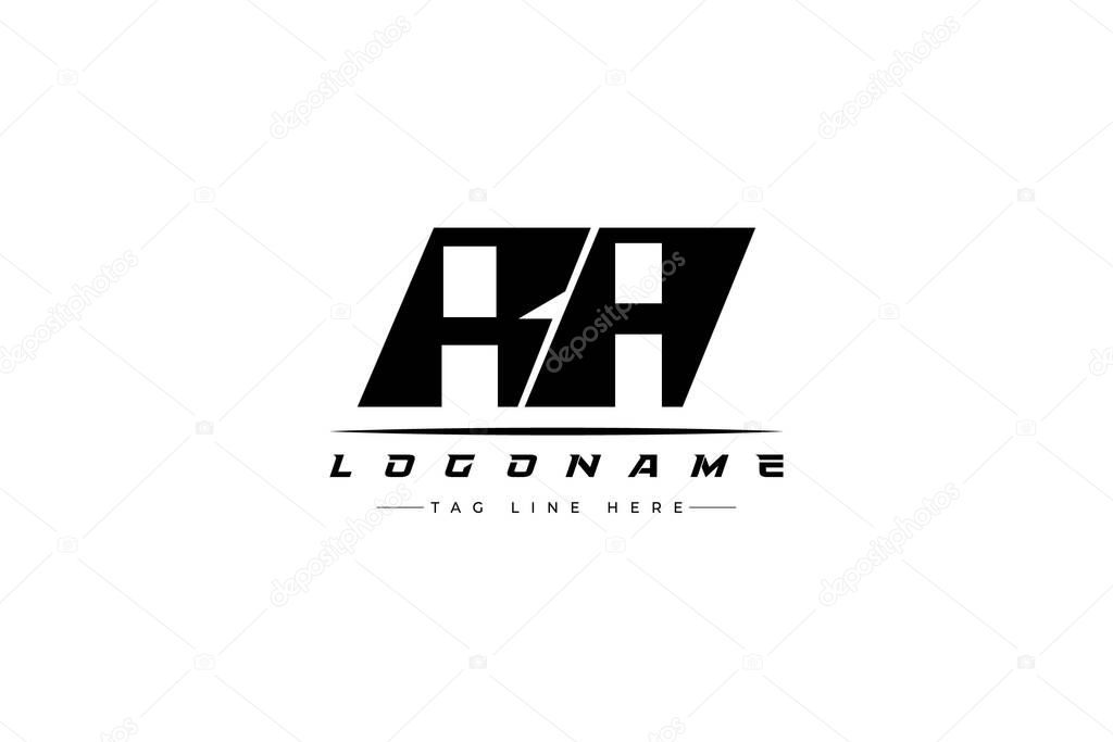 RA racer logo. Racing logo design for racing, driving and car or motorsport. Modern Minimalist Logo Design with Clean and Bold Typography Style