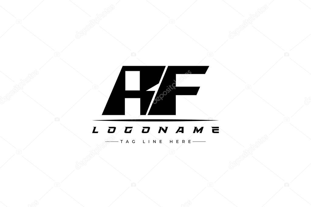 RF racer logo. Racing logo design for racing, driving and car or motorsport. Modern Minimalist Logo Design with Clean and Bold Typography Style