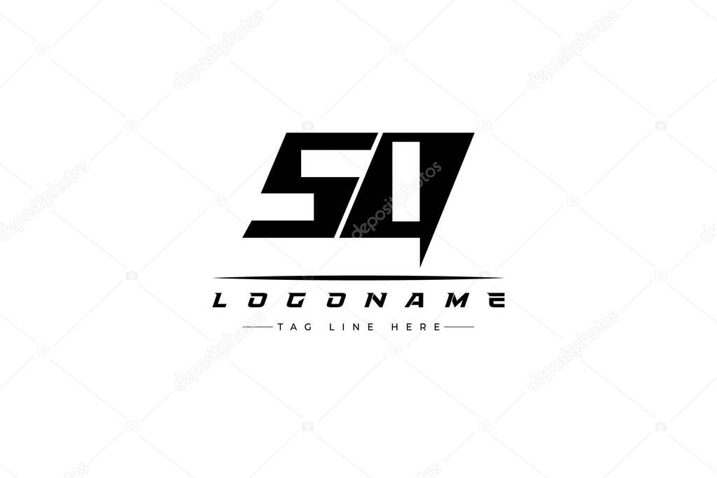 SQ racer logo. Racing logo design for racing, driving and car or motorsport. Modern Minimalist Logo Design with Clean and Bold Typography Style
