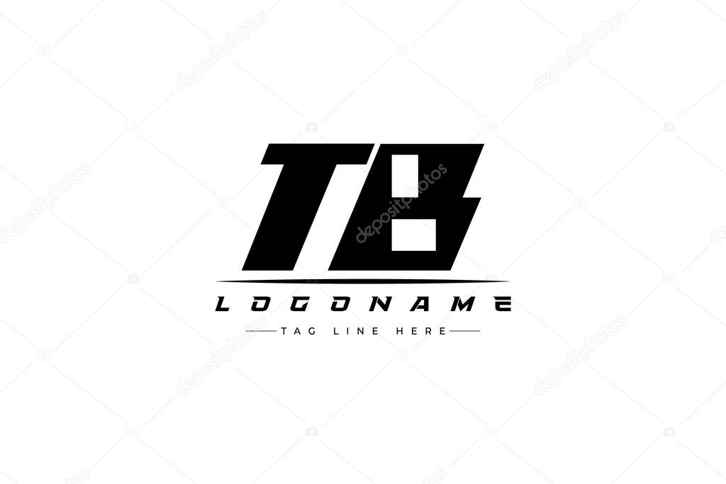 TB racer logo. Racing logo design for racing, driving and car or motorsport. Modern Minimalist Logo Design with Clean and Bold Typography Style
