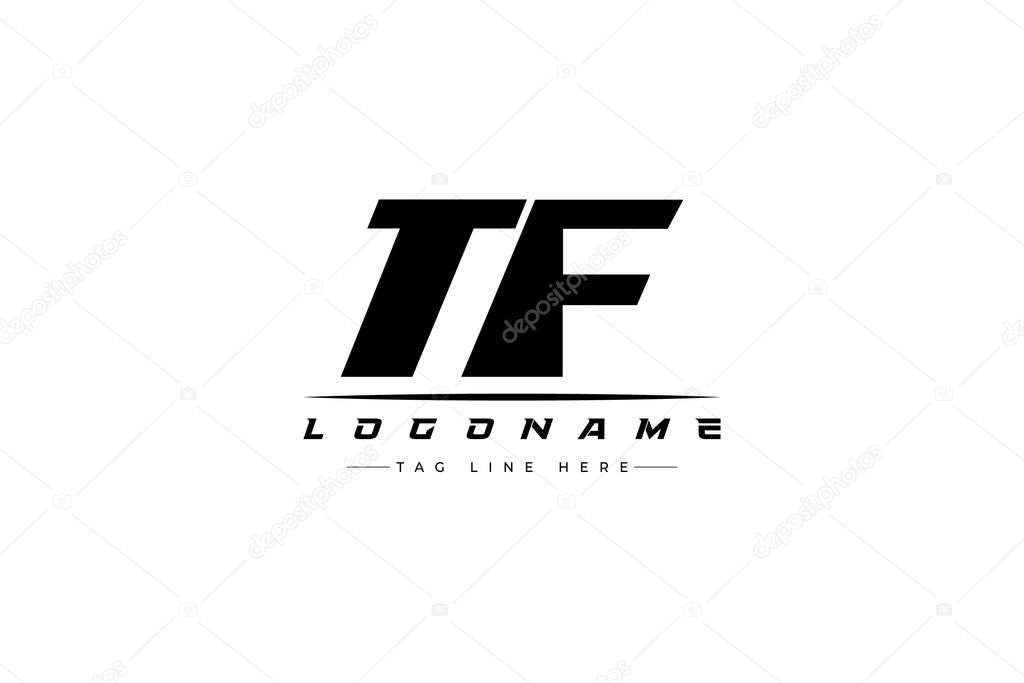 TF racer logo. Racing logo design for racing, driving and car or motorsport. Modern Minimalist Logo Design with Clean and Bold Typography Style