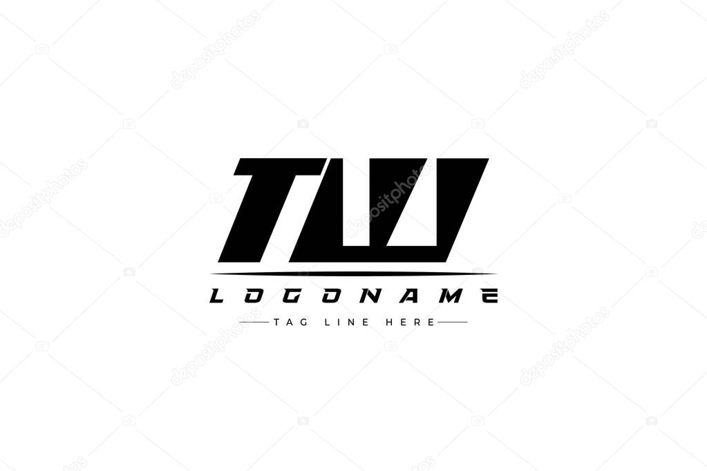 TW racer logo. Racing logo design for racing, driving and car or motorsport. Modern Minimalist Logo Design with Clean and Bold Typography Style