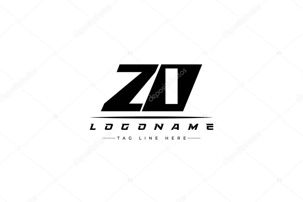 ZO racer logo. Racing logo design for racing, driving and car or motorsport. Modern Minimalist Logo Design with Clean and Bold Typography Style
