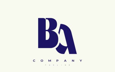 BA Soyut Geometrik Logo Tasarımı. Basit tipografi elementleriyle modern ve zarif logo tasarımı, markalaşma mükemmelliği.