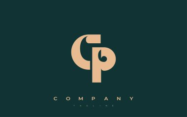 CP Soyut Geometrik Logo Tasarımı. Basit tipografi elementleriyle modern ve zarif logo tasarımı, markalaşma mükemmelliği.
