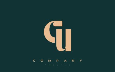 CU Soyut Geometrik Logo Tasarımı. Basit tipografi elementleriyle modern ve zarif logo tasarımı, markalaşma mükemmelliği.