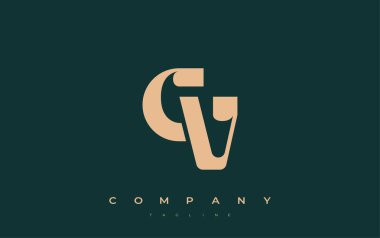 CV Soyut Geometrik Logo Tasarımı. Basit tipografi elementleriyle modern ve zarif logo tasarımı, markalaşma mükemmelliği.