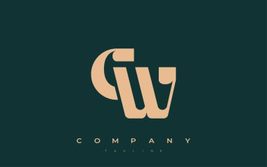 CW Soyut Geometrik Logo Tasarımı. Basit tipografi elementleriyle modern ve zarif logo tasarımı, markalaşma mükemmelliği.