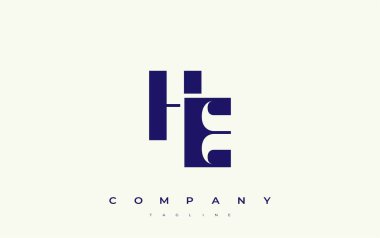HE Soyut Geometrik Logo Tasarımı. Basit tipografi elementleriyle modern ve zarif logo tasarımı, markalaşma mükemmelliği.