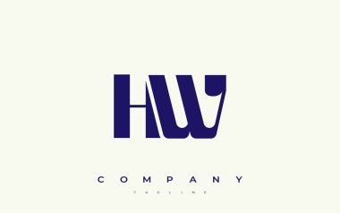 HW Soyut Geometrik Logo Tasarımı. Basit tipografi elementleriyle modern ve zarif logo tasarımı, markalaşma mükemmelliği.
