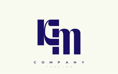 KM Soyut Geometrik Logo Tasarımı. Basit tipografi elementleriyle modern ve zarif logo tasarımı, markalaşma mükemmelliği.