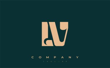 LV Soyut Geometrik Logo Tasarımı. Basit tipografi elementleriyle modern ve zarif logo tasarımı, markalaşma mükemmelliği.