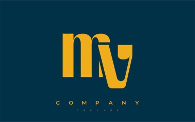 MV Soyut Geometrik Logo Tasarımı. Basit tipografi elementleriyle modern ve zarif logo tasarımı, markalaşma mükemmelliği.
