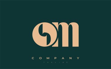 OM Soyut Geometrik Logo Tasarımı. Basit tipografi elementleriyle modern ve zarif logo tasarımı, markalaşma mükemmelliği.