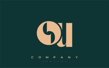 OU Soyut Geometrik Logo Tasarımı. Basit tipografi elementleriyle modern ve zarif logo tasarımı, markalaşma mükemmelliği.