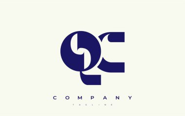 QC Soyut Geometrik Logo Tasarımı. Basit tipografi elementleriyle modern ve zarif logo tasarımı, markalaşma mükemmelliği.