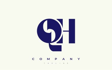 QH Soyut Geometrik Logo Tasarımı. Basit tipografi elementleriyle modern ve zarif logo tasarımı, markalaşma mükemmelliği.
