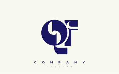 QF Soyut Geometrik Logo Tasarımı. Basit tipografi elementleriyle modern ve zarif logo tasarımı, markalaşma mükemmelliği.