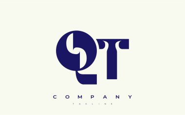 QT Soyut Geometrik Logo Tasarımı. Basit tipografi elementleriyle modern ve zarif logo tasarımı, markalaşma mükemmelliği.