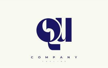 QU Soyut Geometrik Logo Tasarımı. Basit tipografi elementleriyle modern ve zarif logo tasarımı, markalaşma mükemmelliği.
