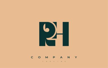 RH Soyut Geometrik Logo Tasarımı. Basit tipografi elementleriyle modern ve zarif logo tasarımı, markalaşma mükemmelliği.