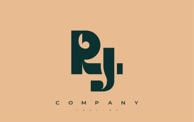 RJ Soyut Geometrik Logo Tasarımı. Basit tipografi elementleriyle modern ve zarif logo tasarımı, markalaşma mükemmelliği.
