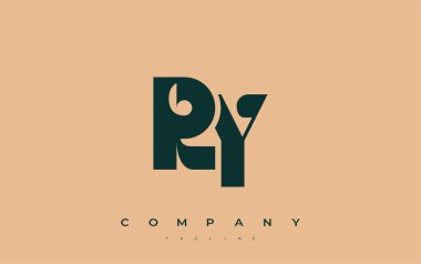 RY Soyut Geometrik Logo Tasarımı. Basit tipografi elementleriyle modern ve zarif logo tasarımı, markalaşma mükemmelliği.