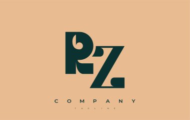 RZ Soyut Geometrik Logo Tasarımı. Basit tipografi elementleriyle modern ve zarif logo tasarımı, markalaşma mükemmelliği.