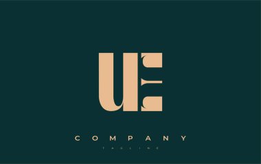 UE Soyut Geometrik Logo Tasarımı. Basit tipografi elementleriyle modern ve zarif logo tasarımı, markalaşma mükemmelliği.
