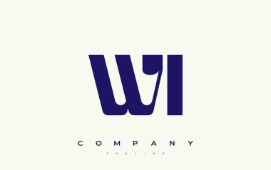 WI Soyut Geometrik Logo Tasarımı. Basit tipografi elementleriyle modern ve zarif logo tasarımı, markalaşma mükemmelliği.