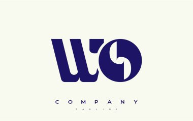 WO Soyut Geometrik Logo Tasarımı. Basit tipografi elementleriyle modern ve zarif logo tasarımı, markalaşma mükemmelliği.