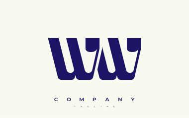 WW Soyut Geometrik Logo Tasarımı. Basit tipografi elementleriyle modern ve zarif logo tasarımı, markalaşma mükemmelliği.
