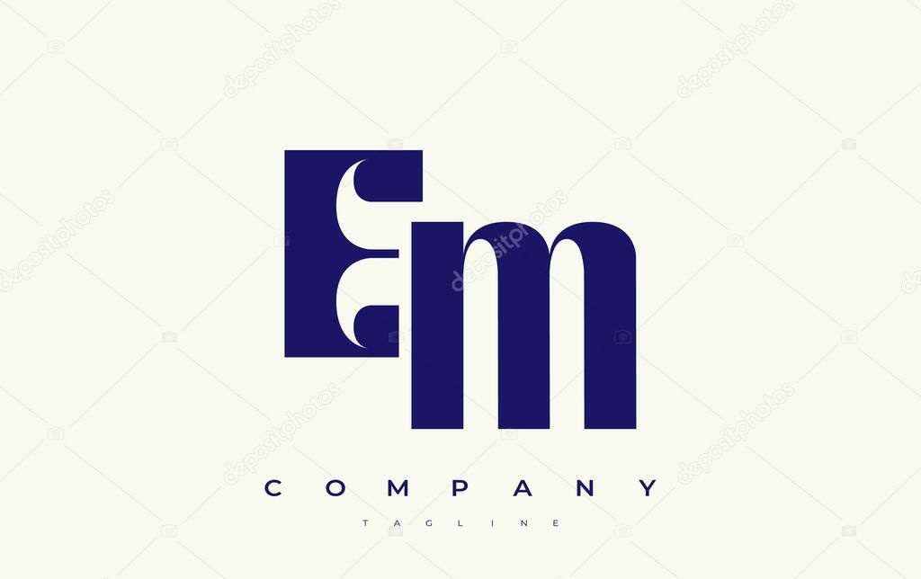 EM Abstract Geometric Logo Design. Modern and elegant logo design with simplistic typography elements, showcasing branding excellence.