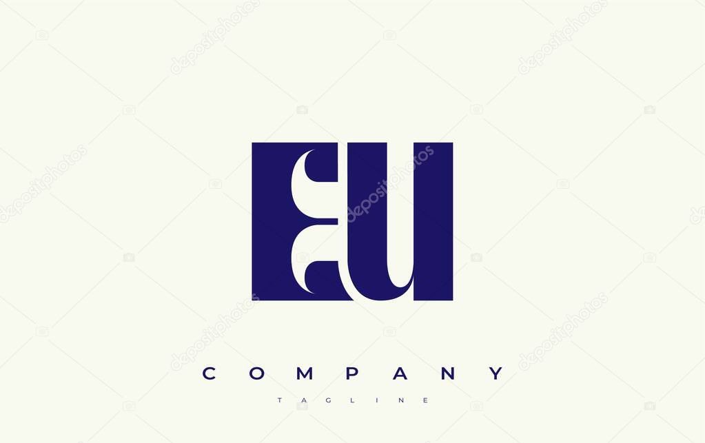 EU Abstract Geometric Logo Design. Modern and elegant logo design with simplistic typography elements, showcasing branding excellence.