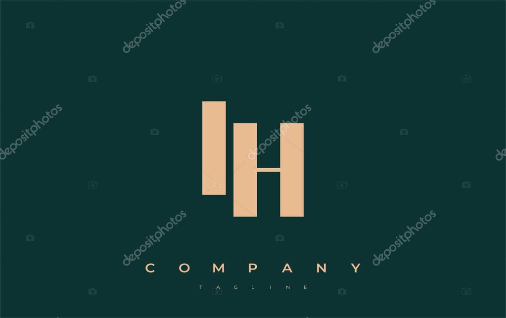 IH Abstract Geometric Logo Design. Modern and elegant logo design with simplistic typography elements, showcasing branding excellence.