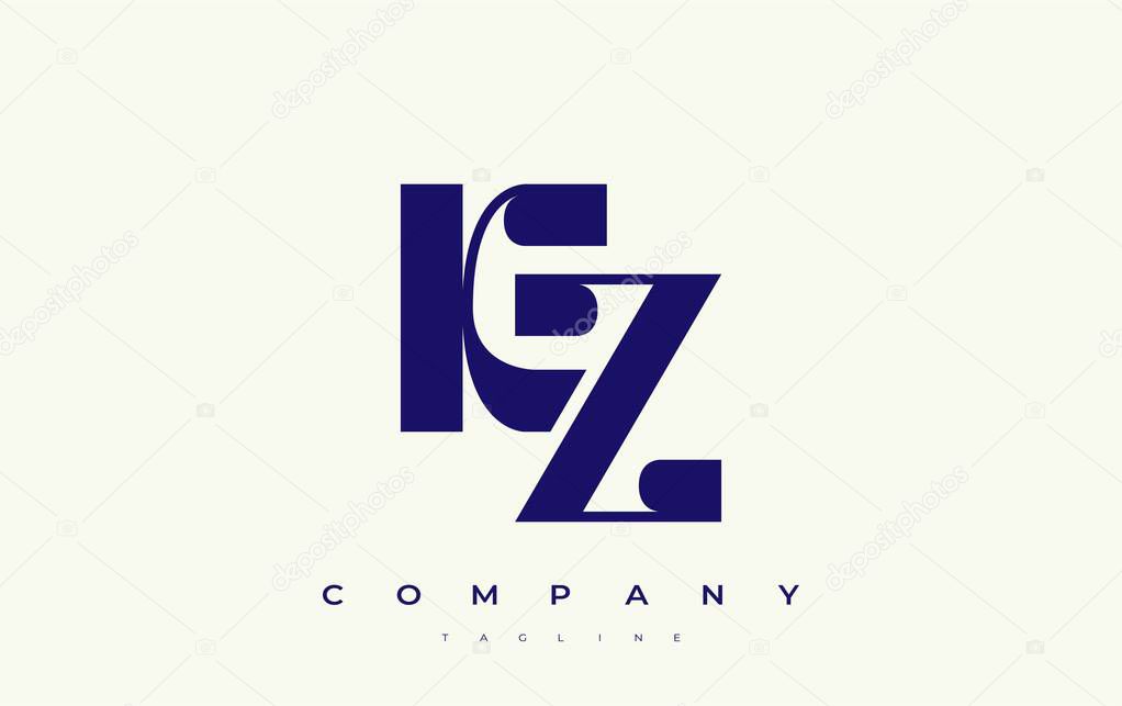 KZ Abstract Geometric Logo Design. Modern and elegant logo design with simplistic typography elements, showcasing branding excellence.