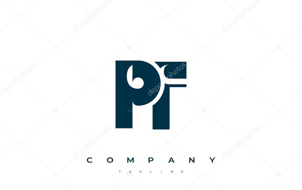 PF Abstract Geometric Logo Design. Modern and elegant logo design with simplistic typography elements, showcasing branding excellence.