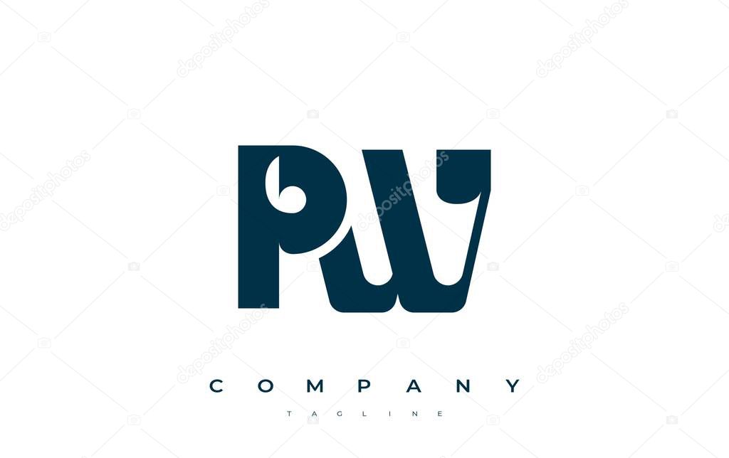 PW Abstract Geometric Logo Design. Modern and elegant logo design with simplistic typography elements, showcasing branding excellence.