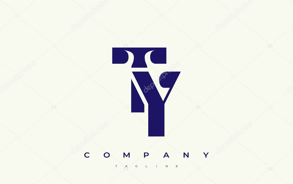 TY Abstract Geometric Logo Design. Modern and elegant logo design with simplistic typography elements, showcasing branding excellence.