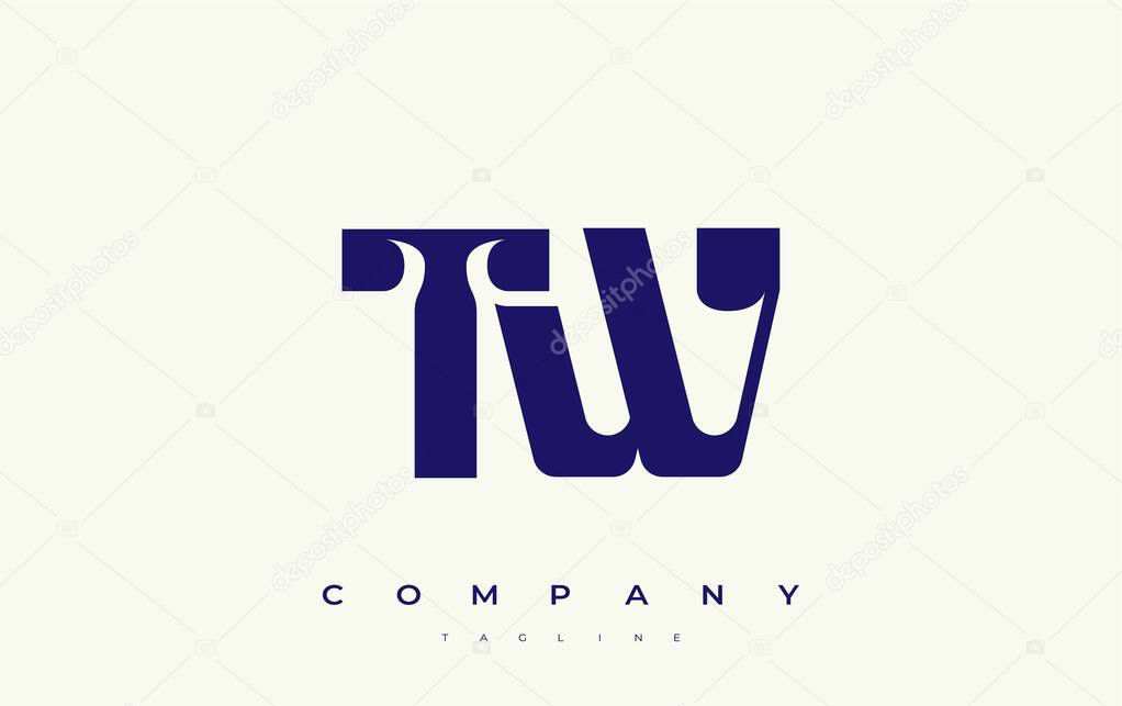TW Abstract Geometric Logo Design. Modern and elegant logo design with simplistic typography elements, showcasing branding excellence.