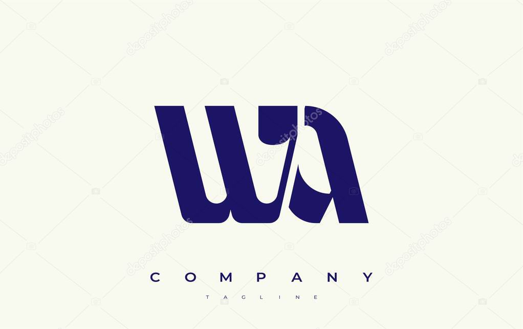 WA Abstract Geometric Logo Design. Modern and elegant logo design with simplistic typography elements, showcasing branding excellence.