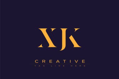 XJK soyut harf logosu tasarımı. Bu logo üç soyut harf tarafından tasarlanmıştır..