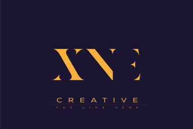 XNE soyut harf logosu tasarımı. Bu logo üç soyut harf tarafından tasarlanmıştır..