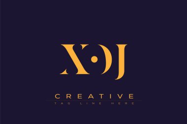 XOJ soyut harf logosu tasarımı. Bu logo üç soyut harf tarafından tasarlanmıştır..